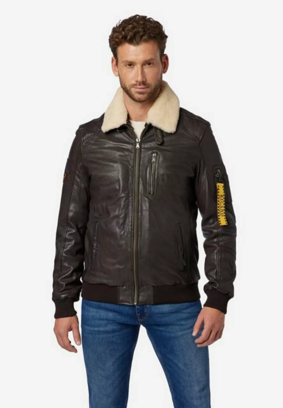 RICANO Lederjacke TG-1011 abtrennbarer Lammfell-Kragen, hochwertiges Lamm L günstig online kaufen