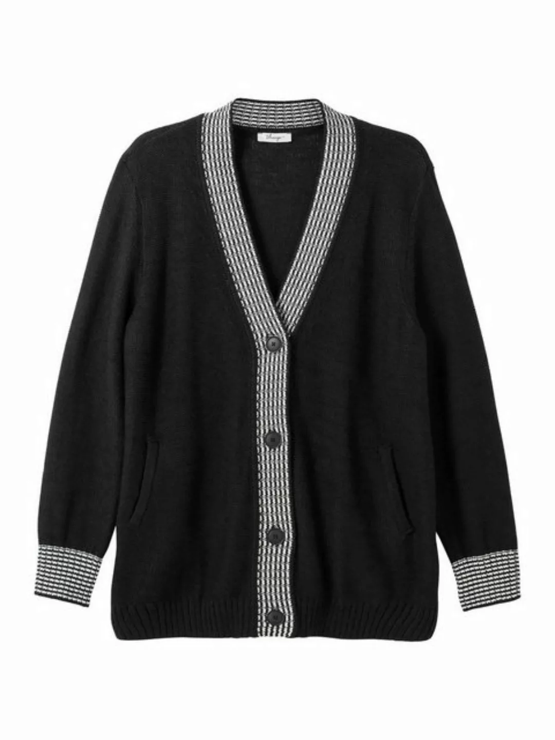 Sheego Cardigan "Große Größen", mit Kontrastdetails im Hahnentrittmuster günstig online kaufen