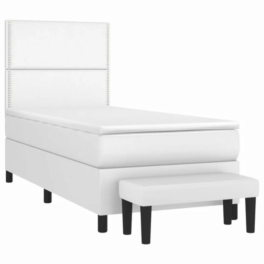 vidaXL Boxspringbett mit Matratze Weiß 90x190 cm Kunstleder1466363 günstig online kaufen