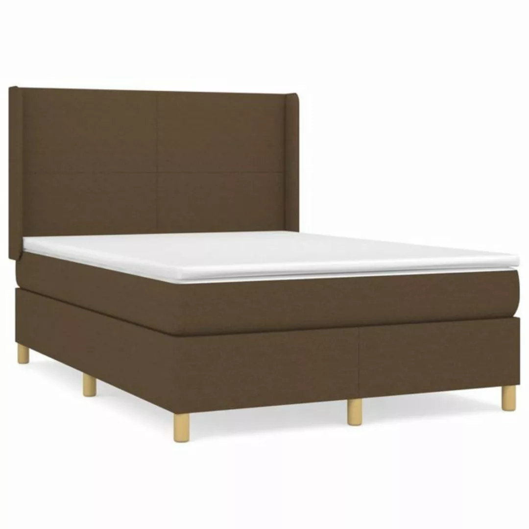 vidaXL Boxspringbett Boxspringbett mit Matratze Dunkelbraun 140x190 cm Stof günstig online kaufen