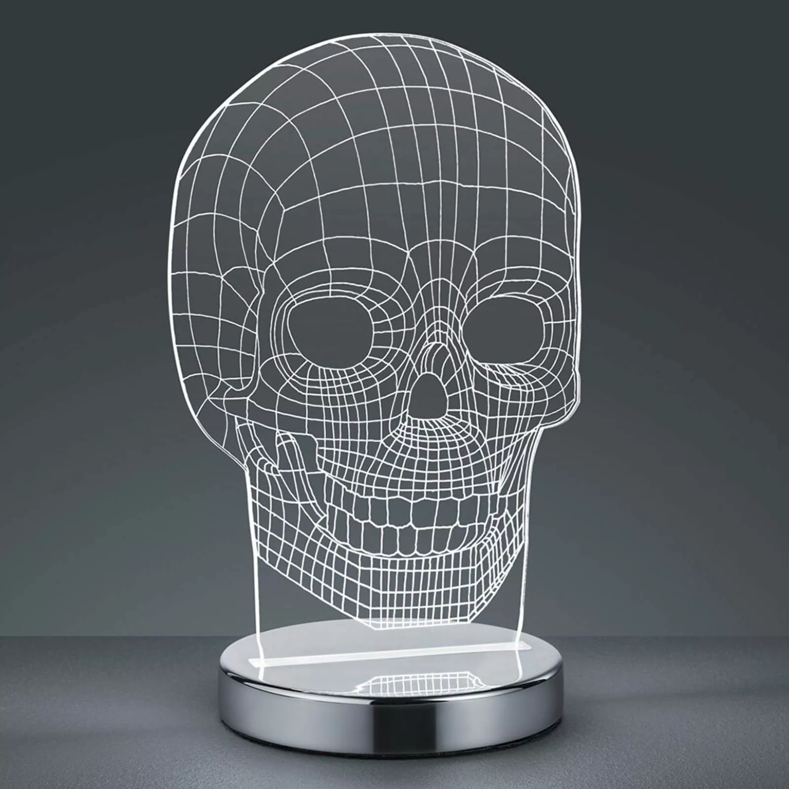 Reality LED Tischleuchte Skull 21,5 cm x 14,5 cm x 12 cm Chrom günstig online kaufen