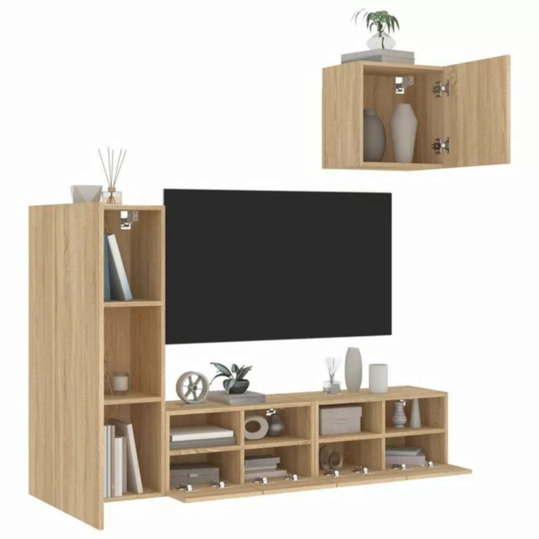 vidaXL TV-Schrank 4-tlg. Wohnwand Sonoma-Eiche Holzwerkstoff (1-St) günstig online kaufen