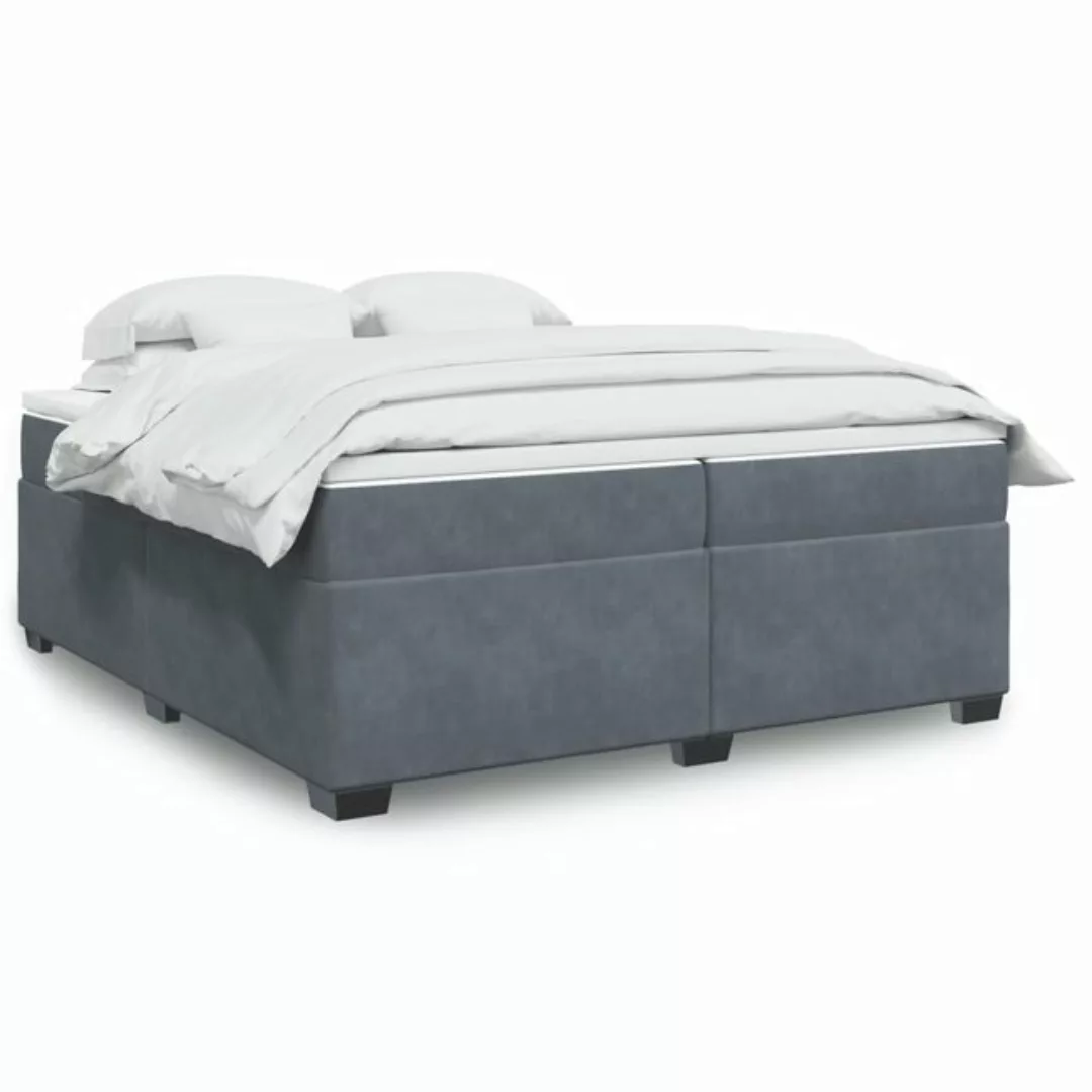 vidaXL Boxspringbett, Boxspringbett mit Matratze Dunkelgrau 200x200 cm Samt günstig online kaufen