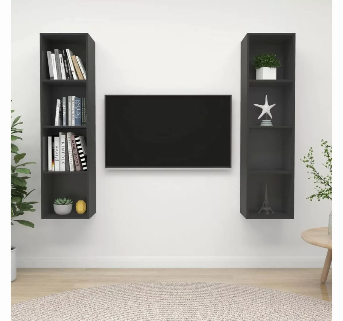 vidaXL TV-Schrank TV-Wandschränke 2 Stk Grau Spanplatte günstig online kaufen