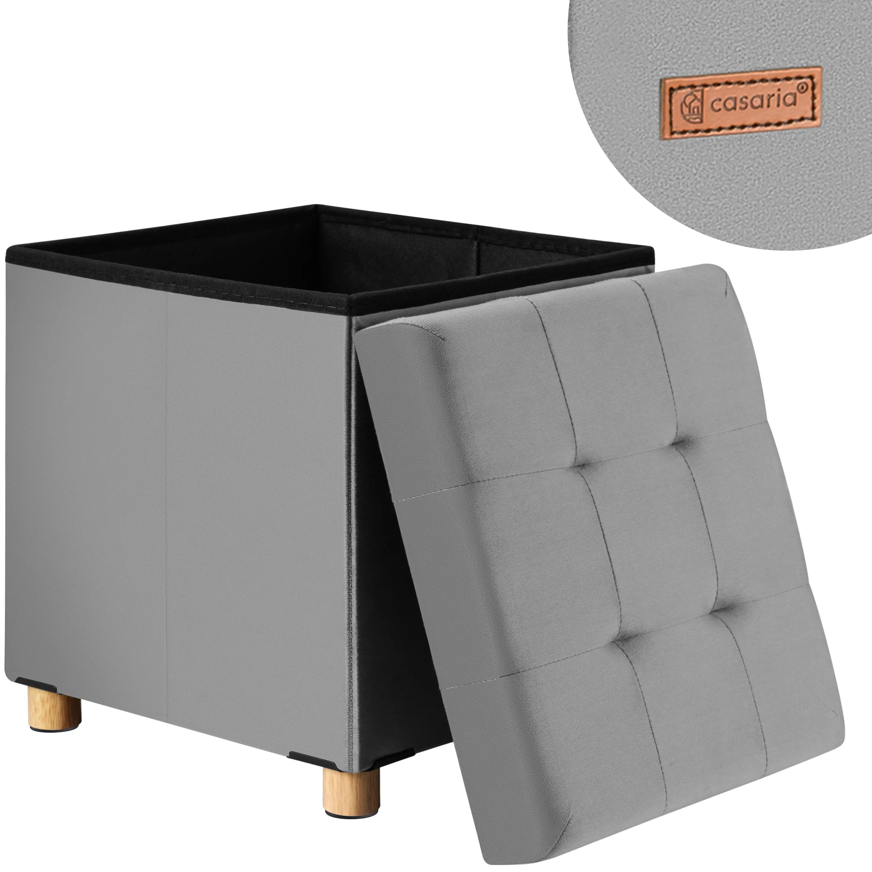 Sitzhocker Grau Samt 42x38x38cm faltbar günstig online kaufen