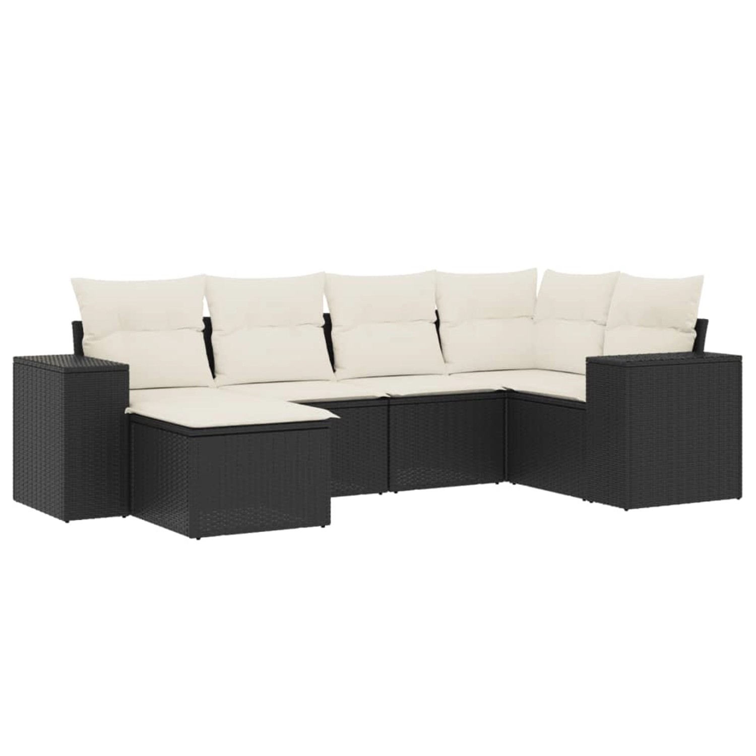 vidaXL 6-Tlg Garten-Sofagarnitur mit Kissen Schwarz Poly Rattan 3255193 günstig online kaufen