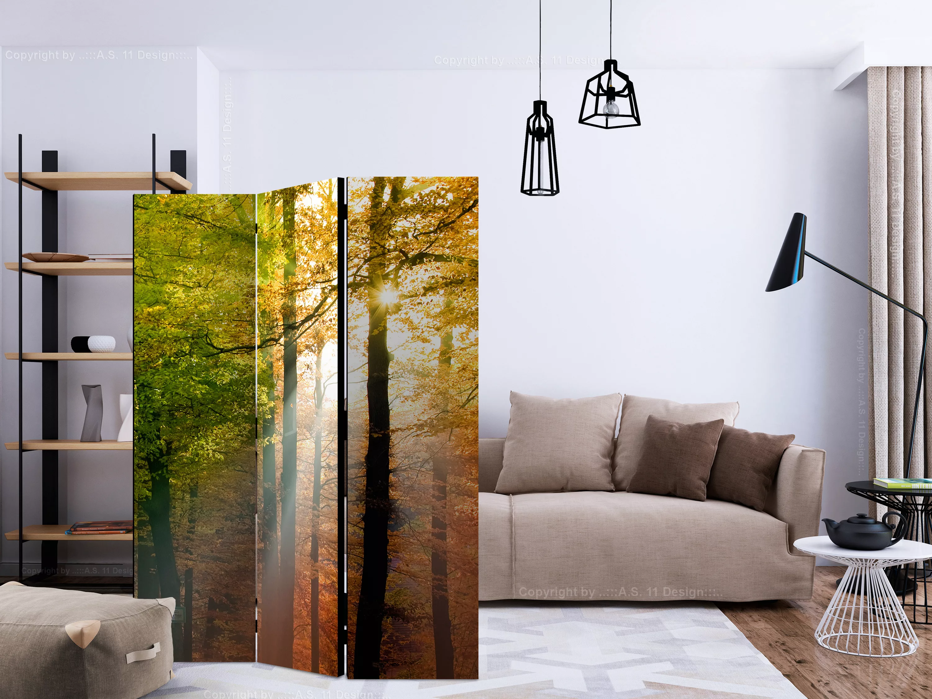 3-teiliges Paravent - Forest Colours [room Dividers] günstig online kaufen