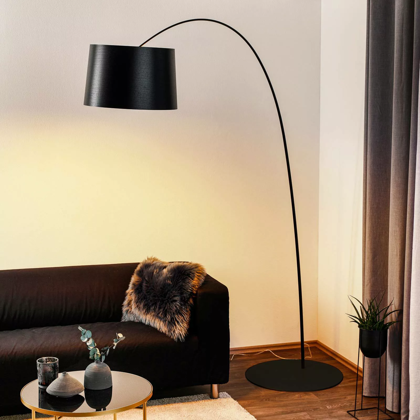 Foscarini Twiggy Bogenleuchte mit Dimmer, schwarz günstig online kaufen