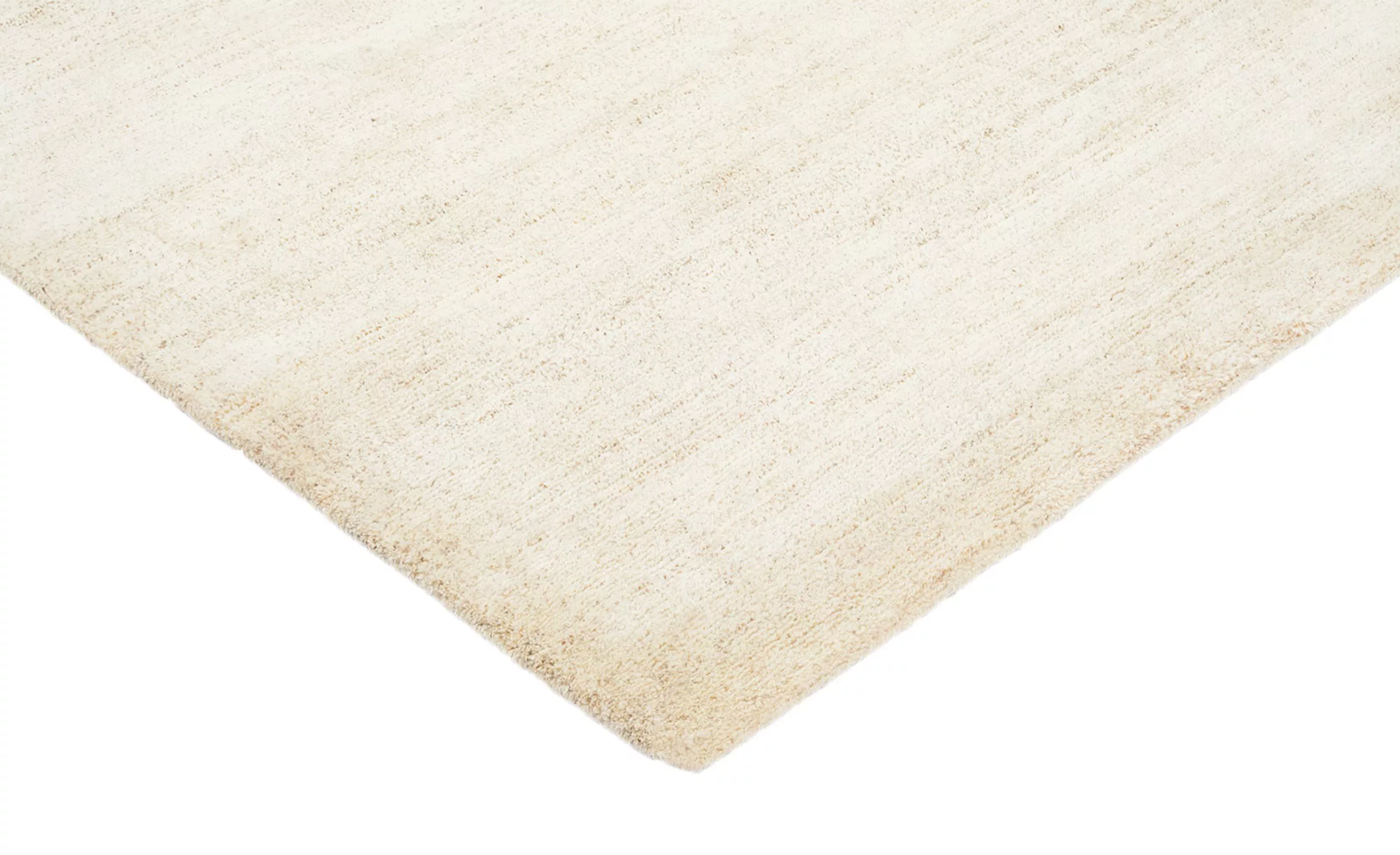 Handgeknüpfter Naturteppich - creme - Wolle - 90 cm - Teppiche > Wohnteppic günstig online kaufen