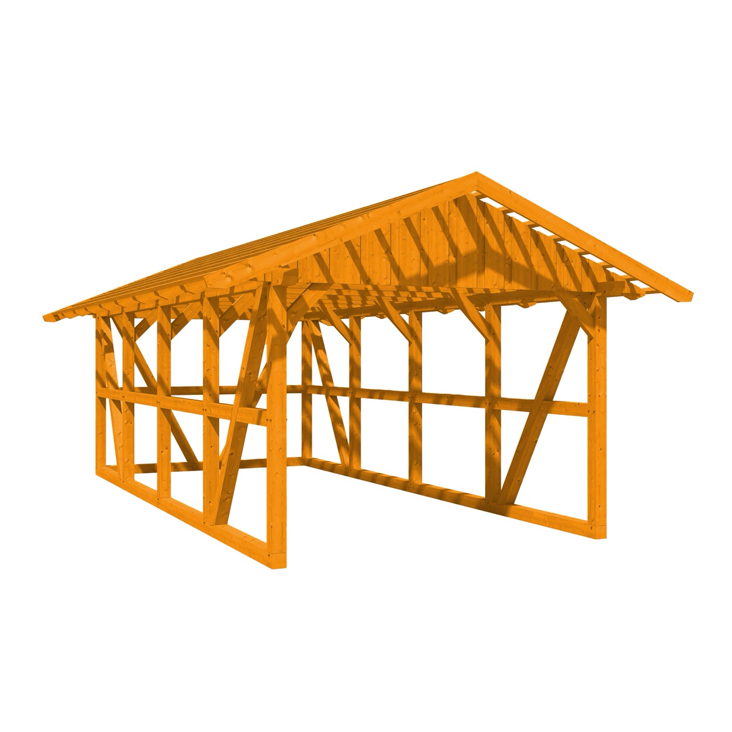 Skan Holz Carport Schwarzwald m. Dachlattung u. Rückwand 424 x 772 cm Eiche günstig online kaufen