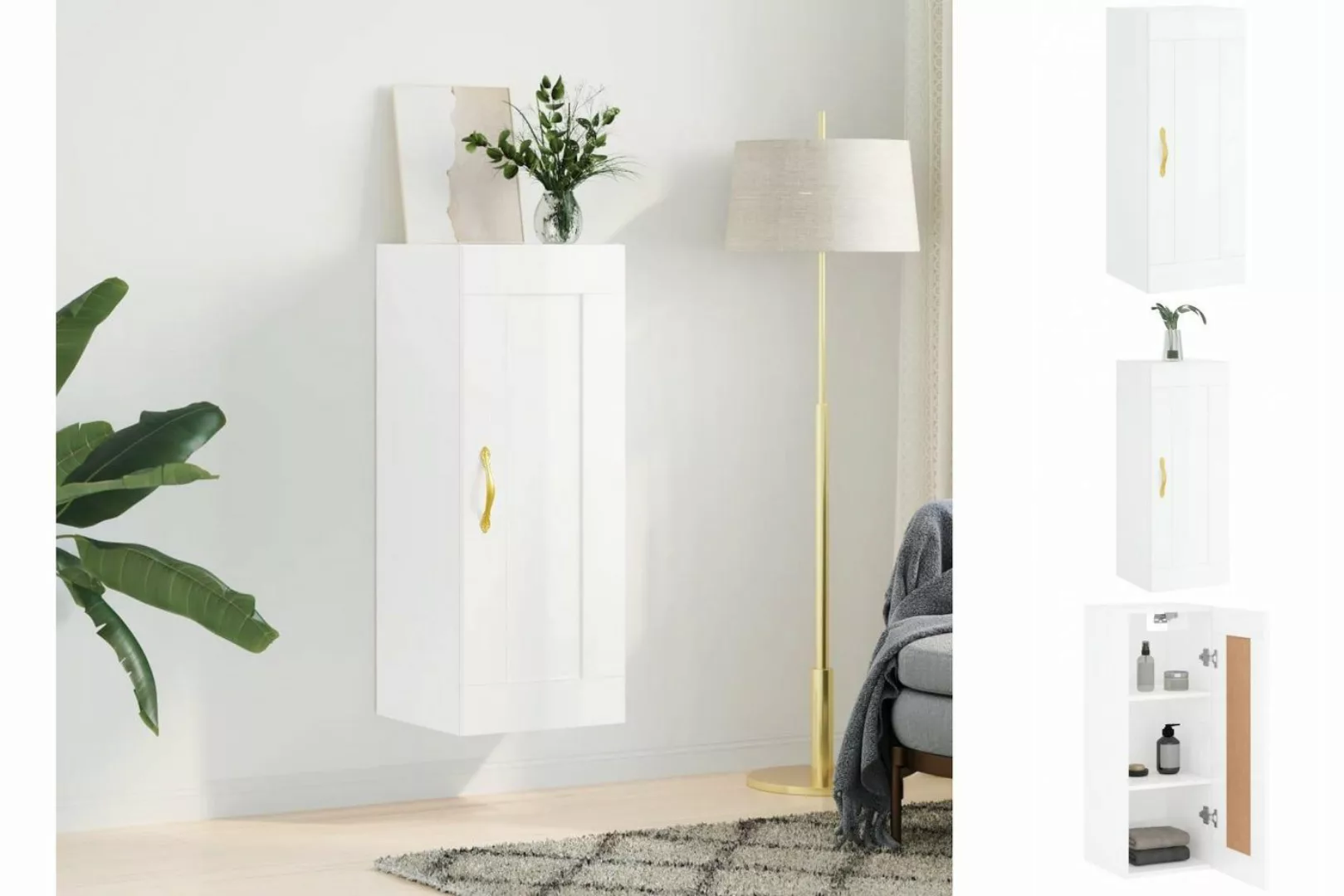 vidaXL Hängeschrank Wandschrank Hochglanz-Weiß 34,5x34x90 cm Spanplatte Hän günstig online kaufen