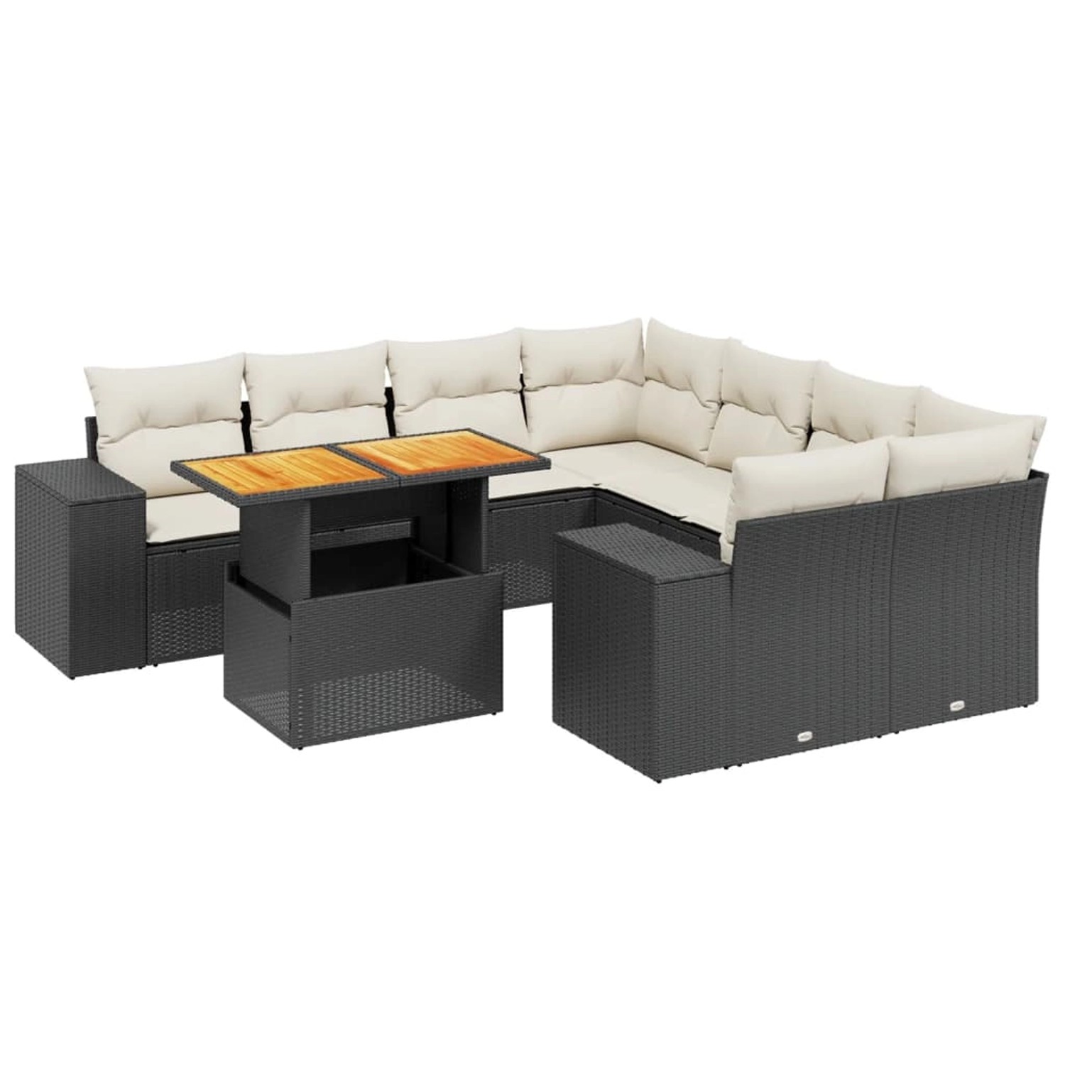 vidaXL 9-Tlg Garten-Sofagarnitur mit Kissen Schwarz Poly Rattan 3272561 günstig online kaufen