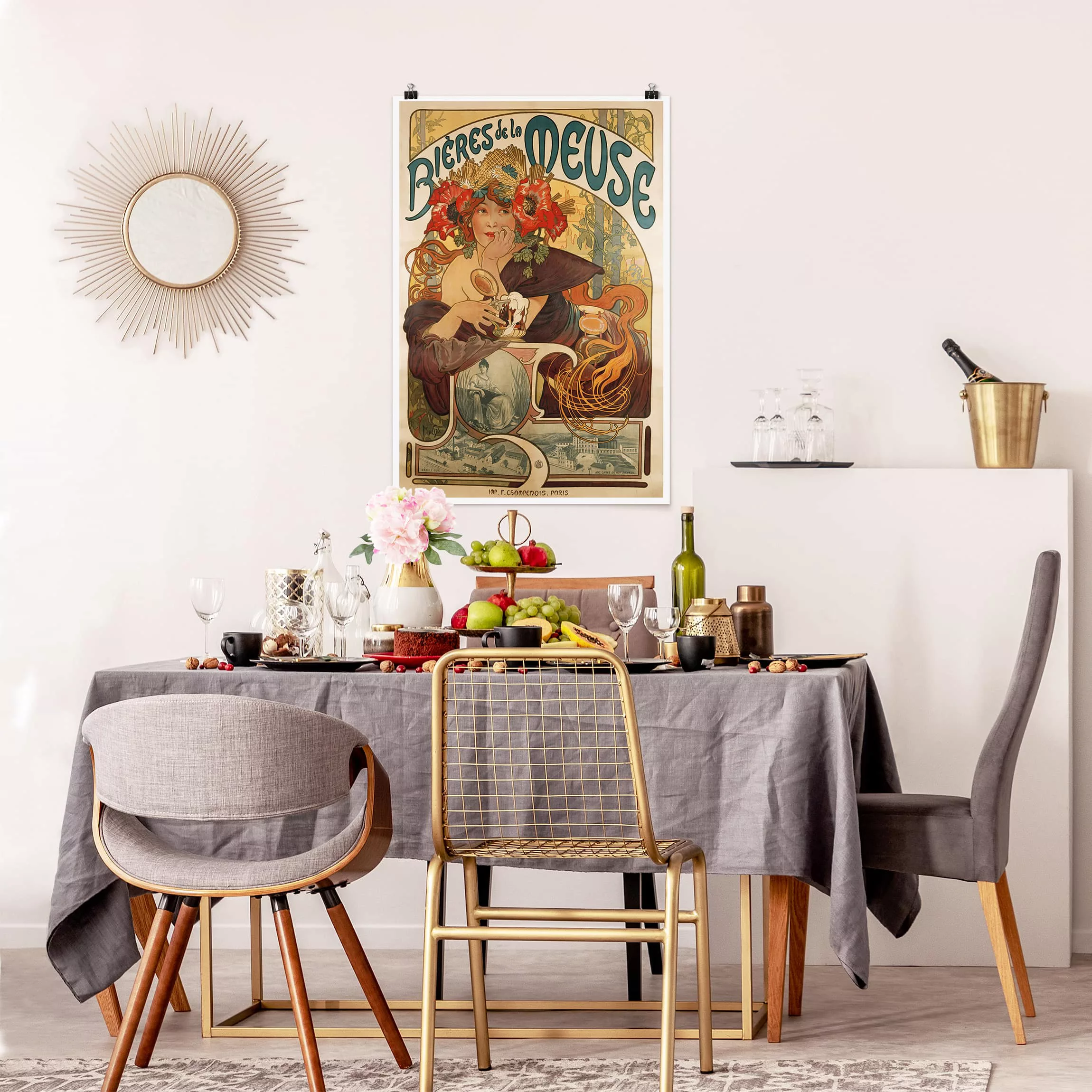 Poster Kunstdruck - Hochformat Alfons Mucha - Plakat für La Meuse Bier günstig online kaufen