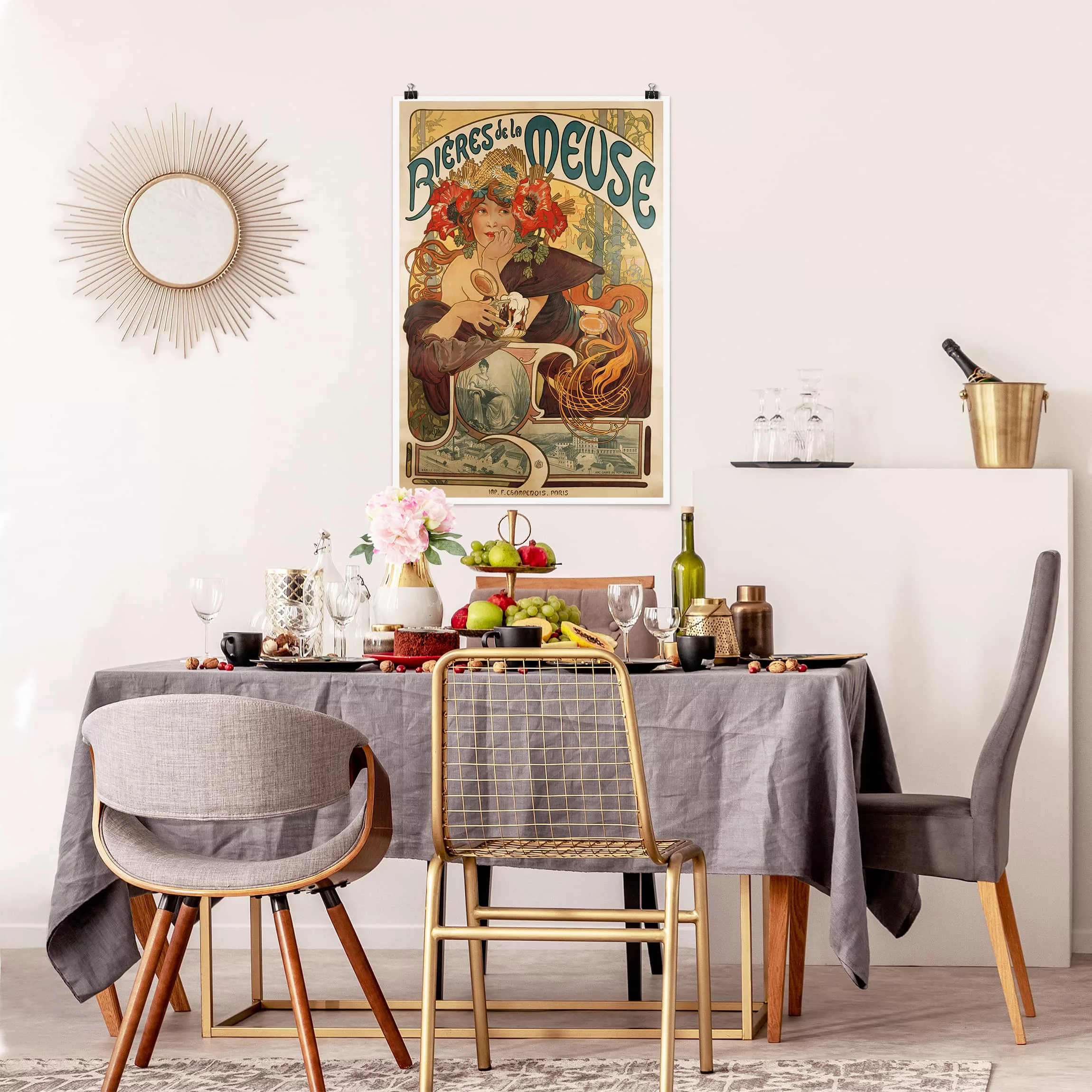 Poster - Hochformat Alfons Mucha - Plakat für La Meuse Bier günstig online kaufen