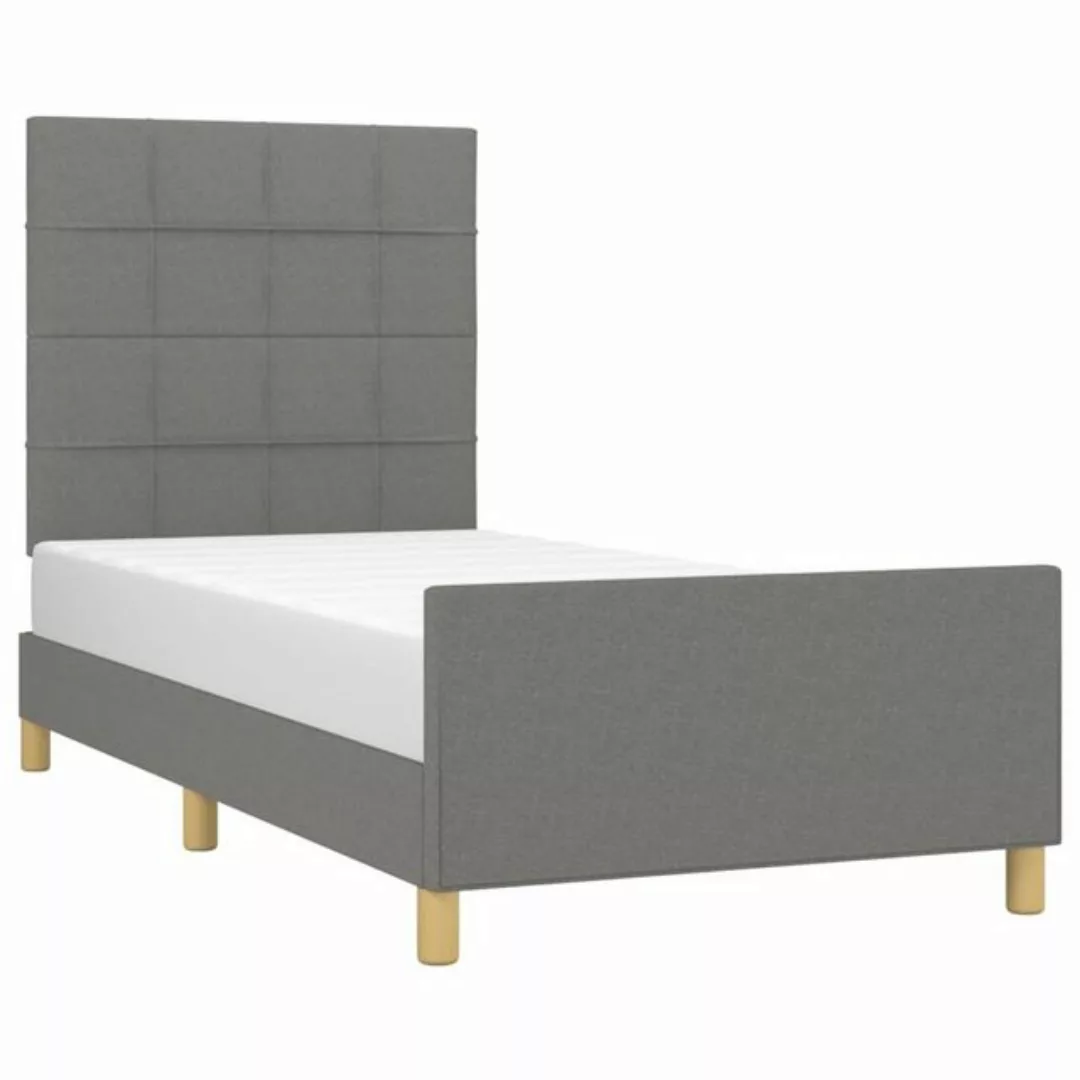 vidaXL Bett Bettgestell mit Kopfteil Dunkelgrau 90x200 cm Stoff günstig online kaufen