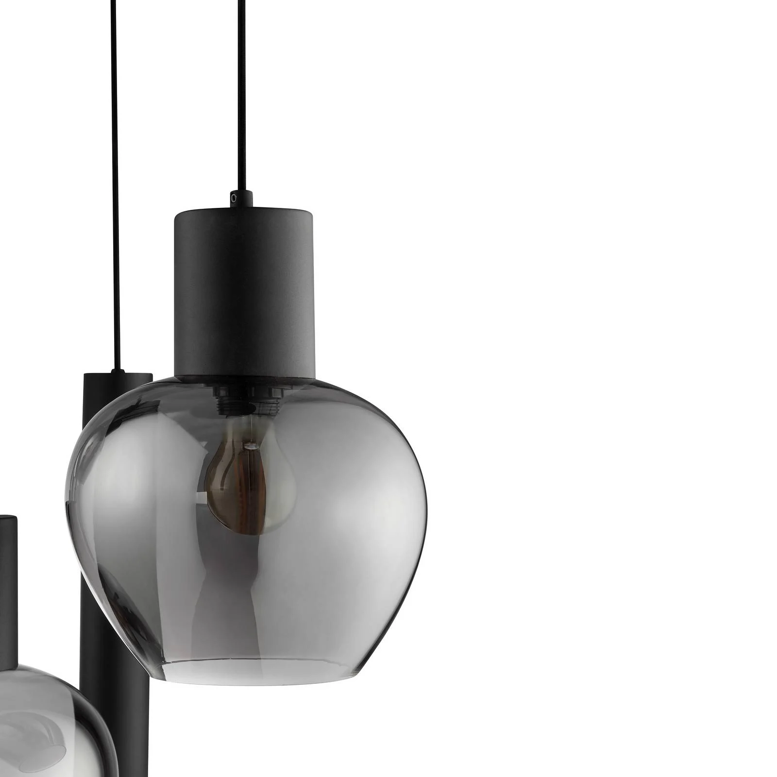 Hängelampe Ligari, schwarz/rauchgrau, Ø 68 cm, Metall/Glas günstig online kaufen