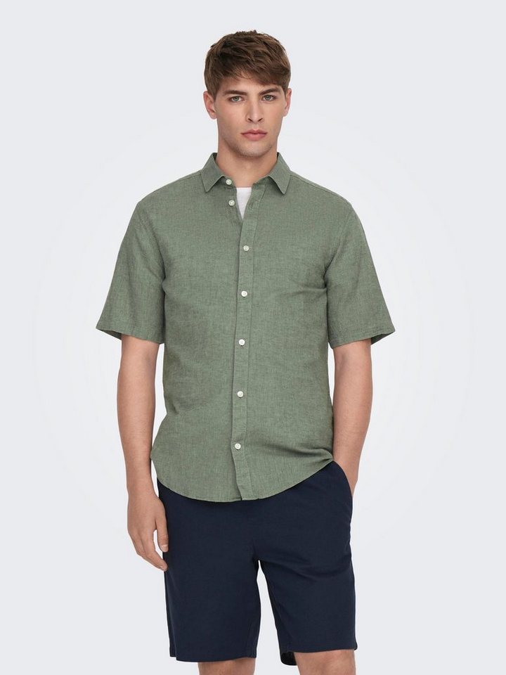 ONLY & SONS Kurzarmhemd ONSCAIDEN SS SOLID LINEN SHIRT NOOS günstig online kaufen