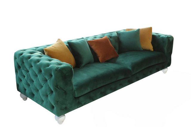 JVmoebel Chesterfield-Sofa Sofa 4 Sitzer Couch Chesterfield Grüne Design Co günstig online kaufen