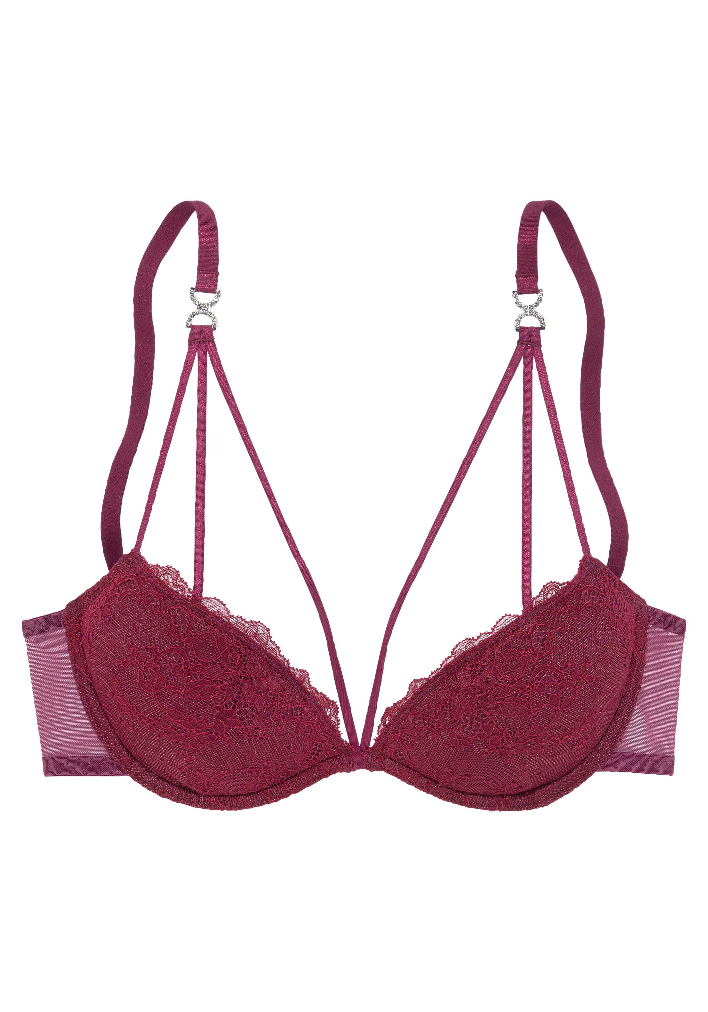 LASCANA Push-up-BH, aus Spitze mit hübscher Bändchenoptik, sexy Dessous günstig online kaufen