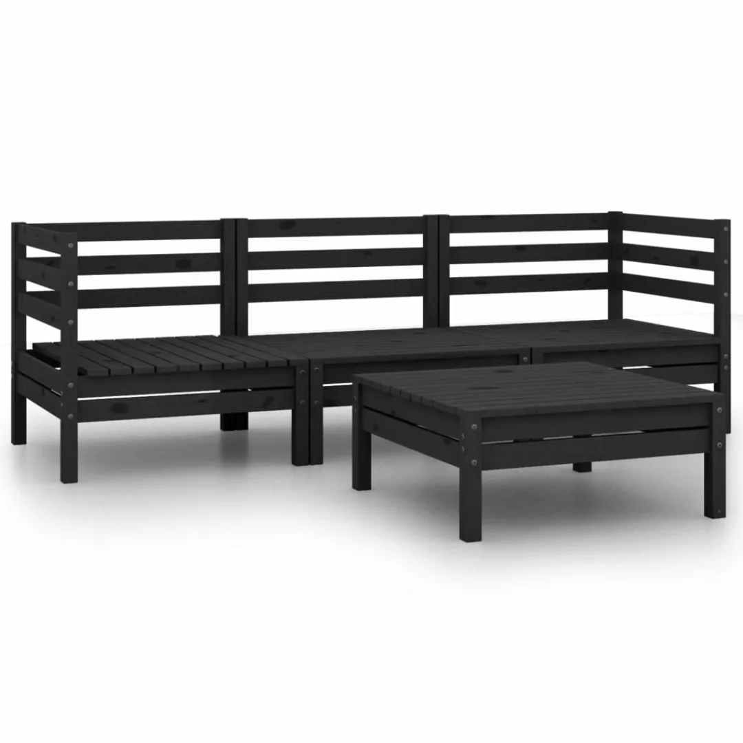 4-tlg. Garten-lounge-set Schwarz Massivholz Kiefer günstig online kaufen