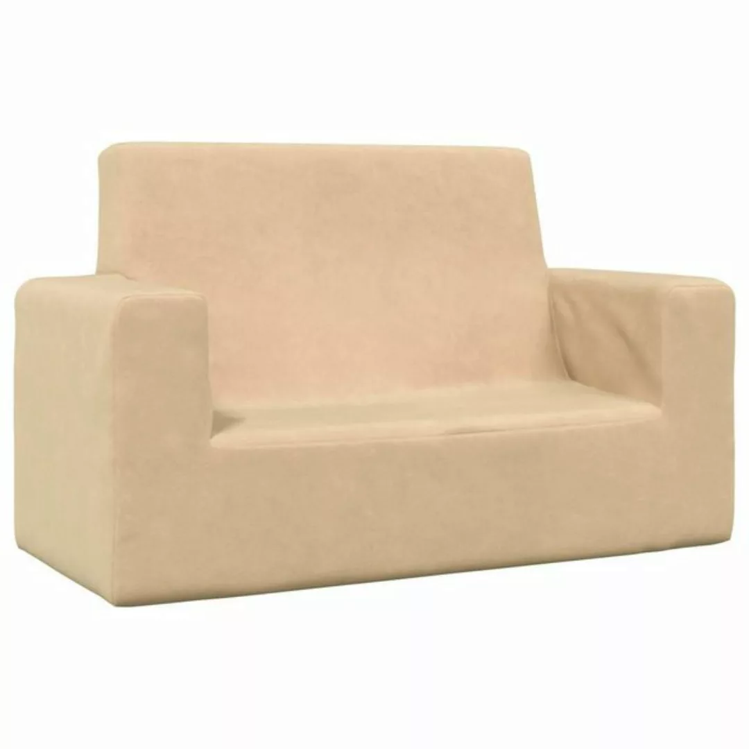 vidaXL Kindersofa, Kindersofa 2-Sitzer Creme Weich Plüsch günstig online kaufen