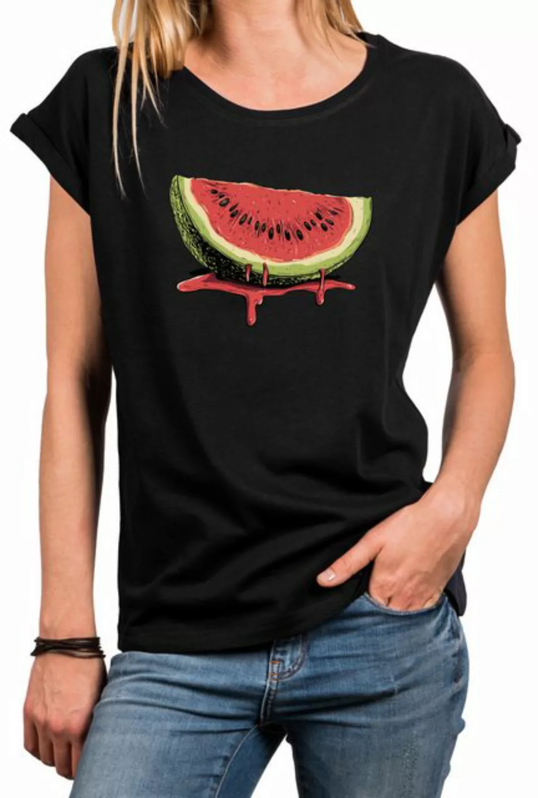 MAKAYA Print-Shirt mit Wassermelone für Damen Watermelon Fruit Summer Top ( günstig online kaufen