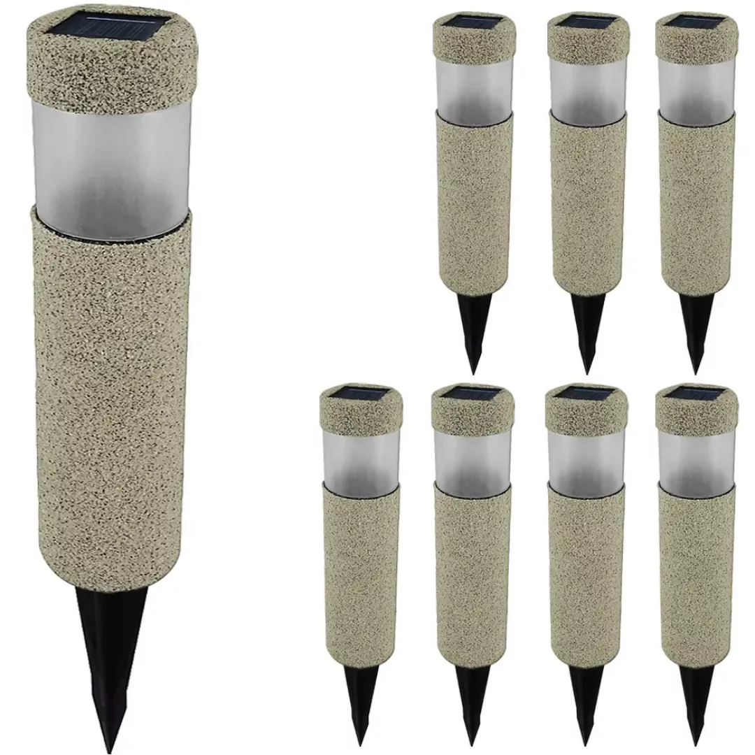 LED Solarlampe 8er-Set Beige-Grau Steinoptik günstig online kaufen