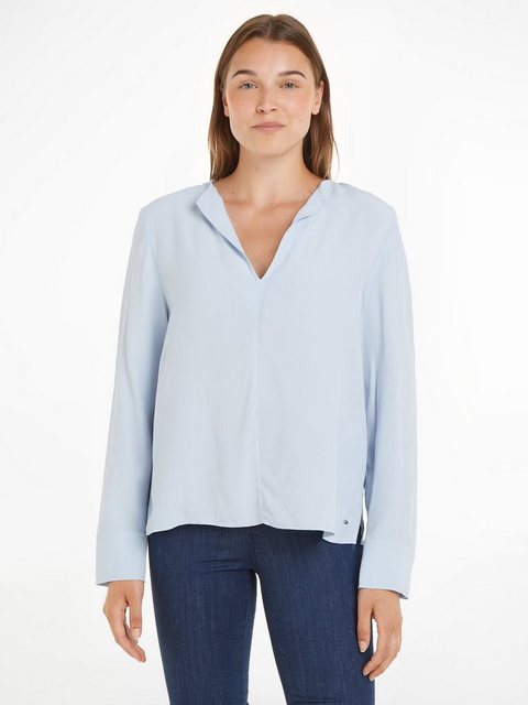 Tommy Hilfiger Langarmbluse VISCOSE CREPE V-NECK BLOUSE in Unifarbe günstig online kaufen