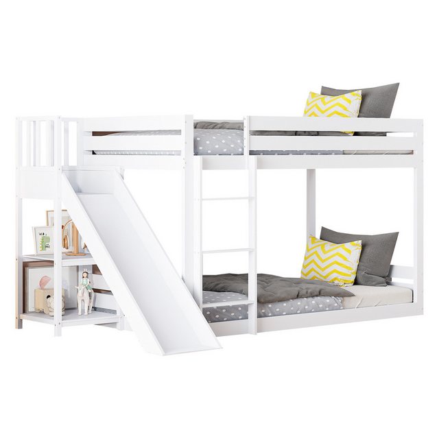 Ulife Etagenbett Kinderbett Jugendbett mit Rutsche und Regal, 90x200cm günstig online kaufen