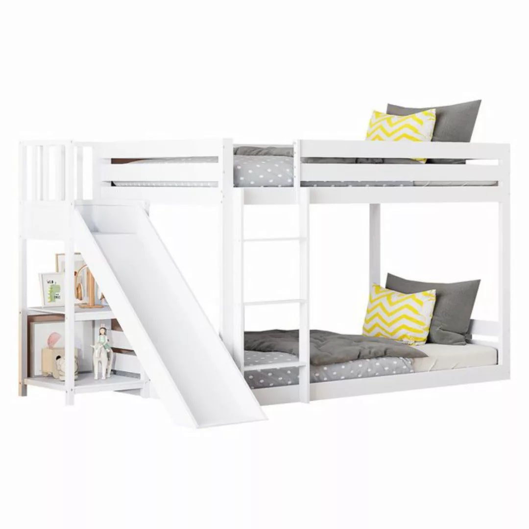 Ulife Etagenbett Kinderbett Jugendbett mit Rutsche und Regal, 90x200cm günstig online kaufen