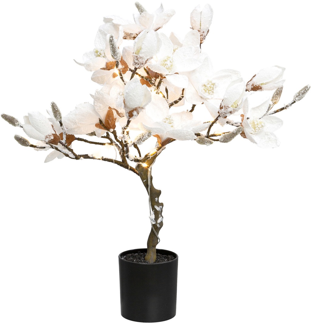 Creativ deco Kunstpflanze "Magnolie", beschneit, mit 20 LEDs günstig online kaufen