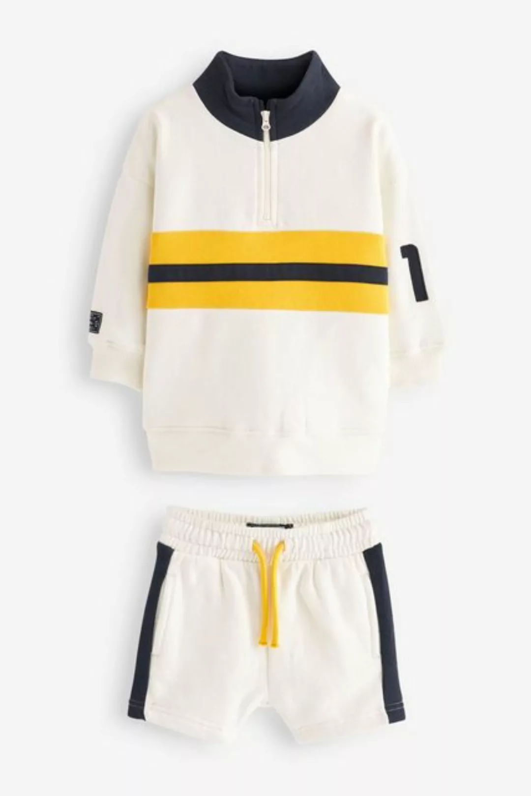 Next Shirt & Shorts Rugbypullover mit RV-Kragen und Shorts im Set (2-tlg) günstig online kaufen
