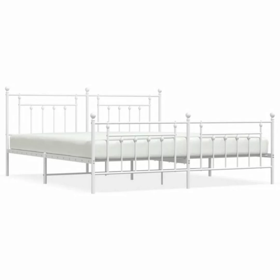 furnicato Bett Bettgestell mit Kopf- und Fußteil Metall Weiß 193x203 cm günstig online kaufen