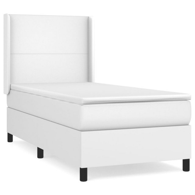 vidaXL Boxspringbett, Boxspringbett mit Matratze Weiß 100x200 cm Kunstleder günstig online kaufen