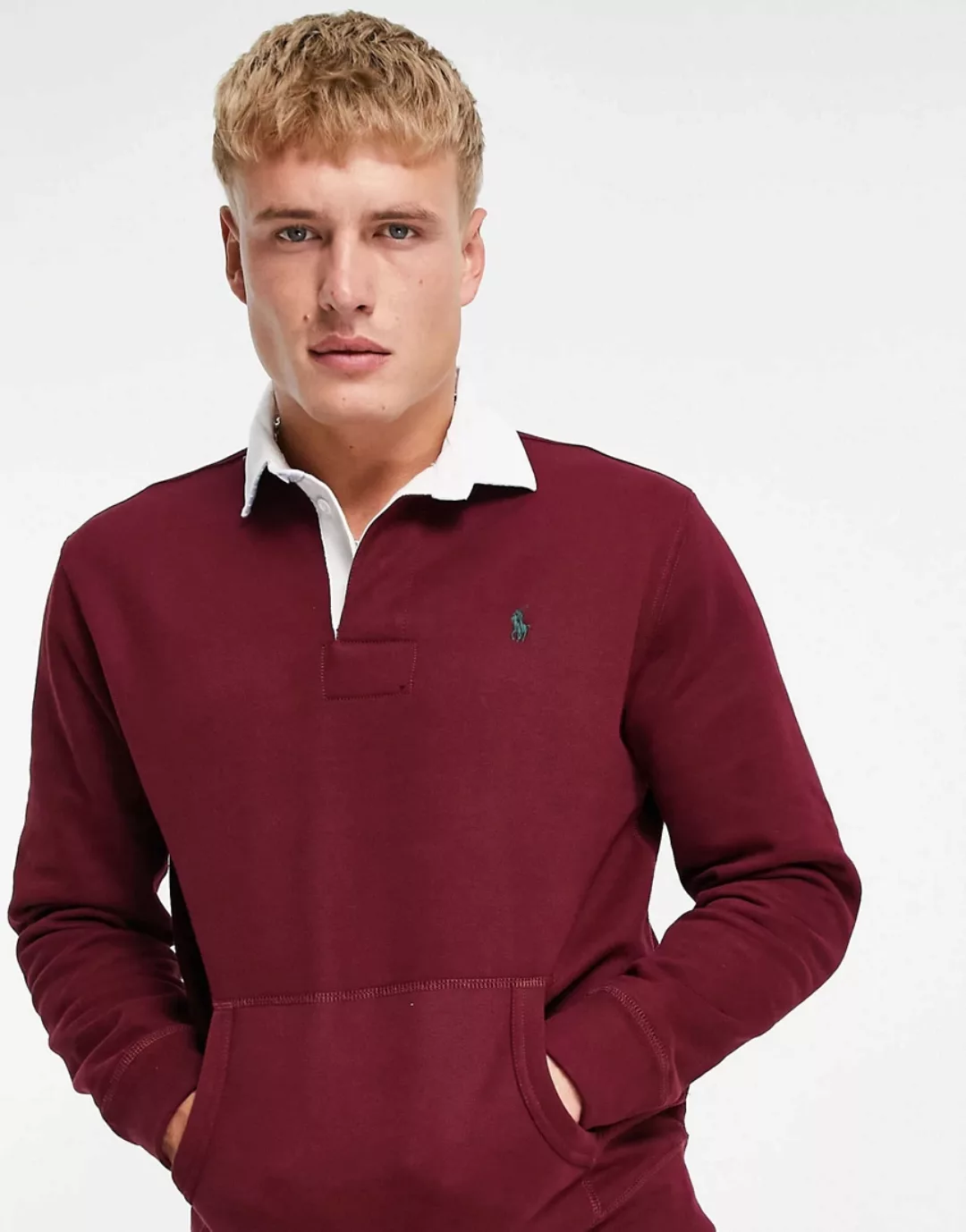 Polo Ralph Lauren – Rugby-Sweatshirt in Burgunderrot mit Markenlogo günstig online kaufen