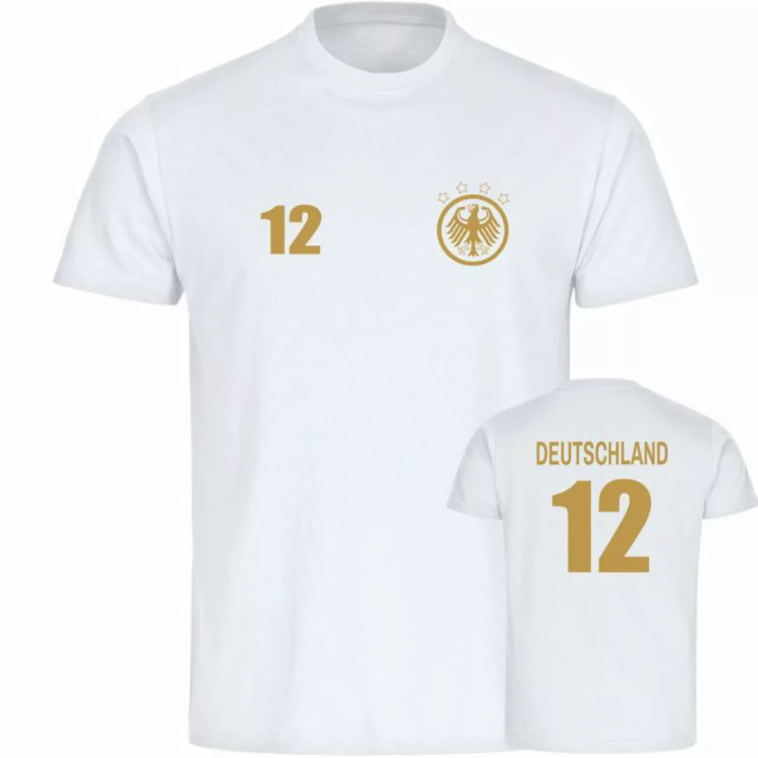 multifanshop T-Shirt Herren Deutschland - Adler Retro Trikot 12 Gold - Männ günstig online kaufen