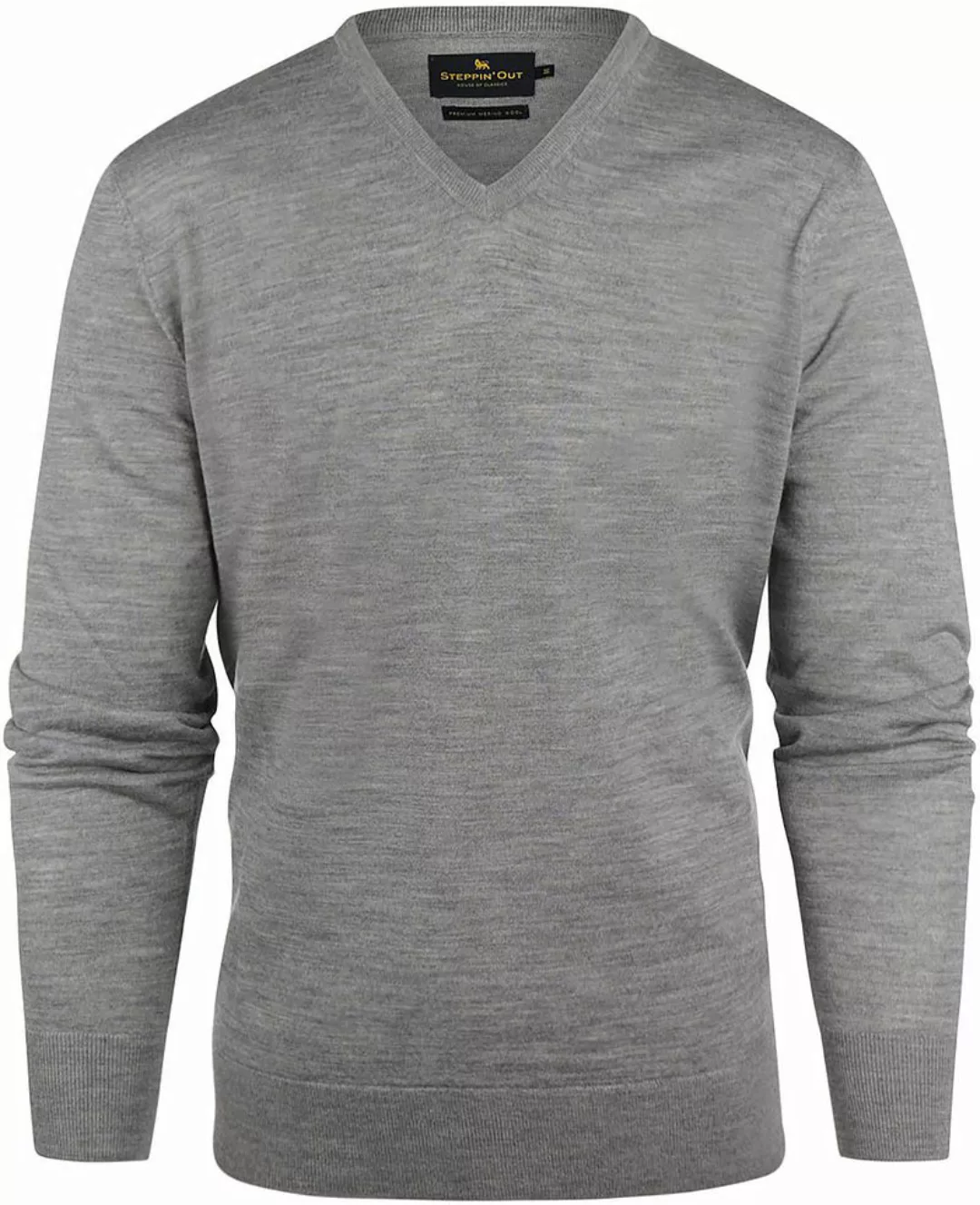 Steppin' Out Pullover V-Ausschnitt Merinowolle Melange Grau - Größe XXL günstig online kaufen