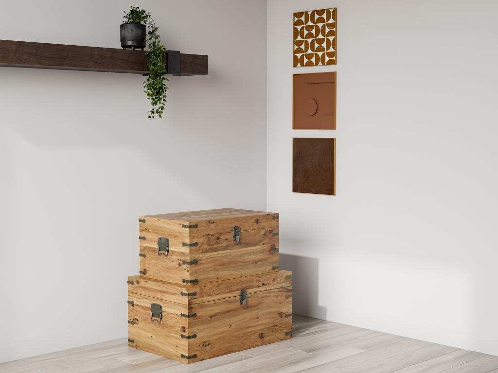 2er-Set Koffer - Tannenholz & MDF - 70 x 46 x 35 cm & 60 x 38 x 30 cm - Hol günstig online kaufen