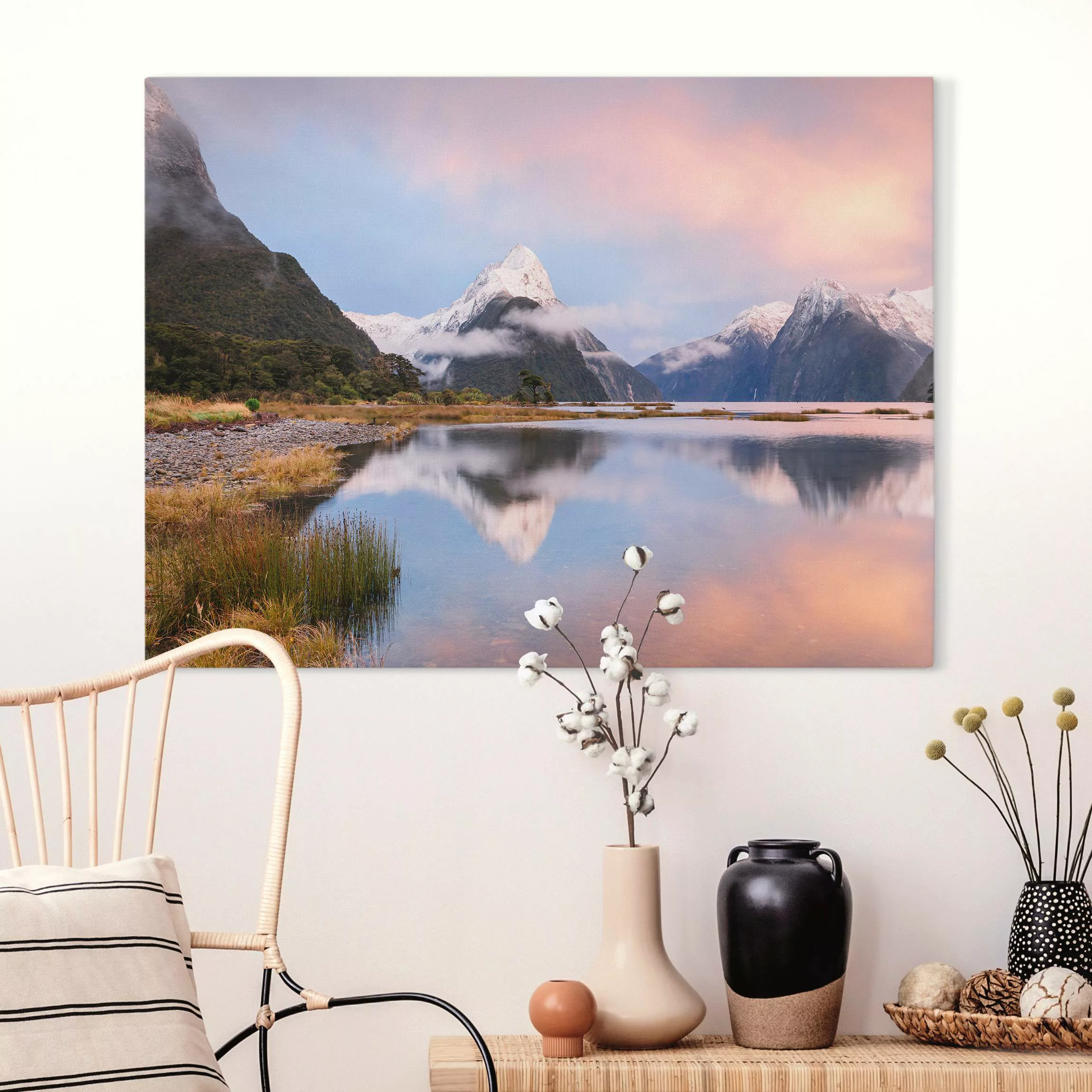 Leinwandbild Berge am Wasser günstig online kaufen