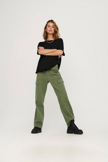 ONLY High-waist-Jeans Cargo Hose Lockere Twill Jeans ONLMALFY 6175 in Grün günstig online kaufen