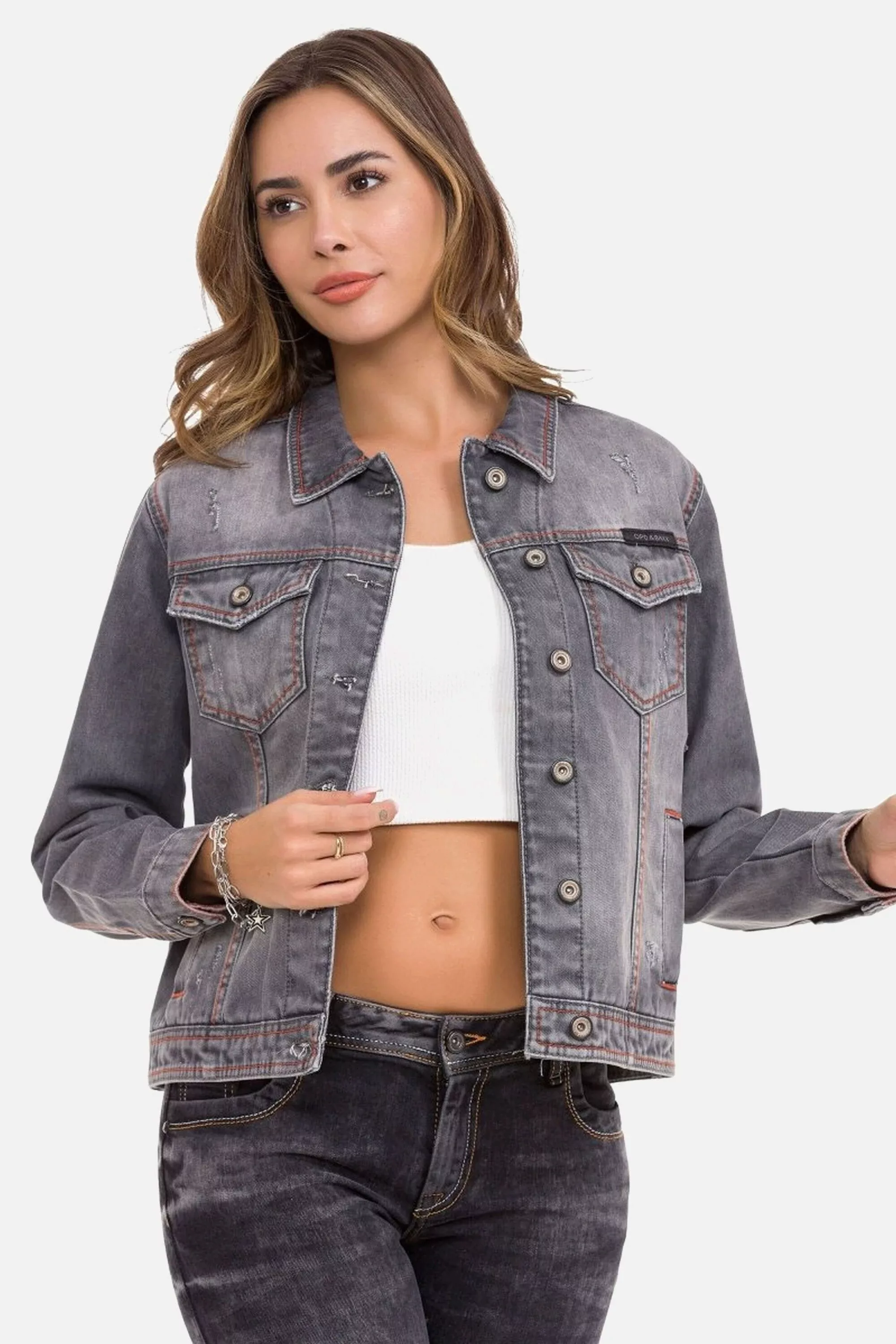 Cipo & Baxx Jeansjacke "Jeansjacke", ohne Kapuze, mit kontrastfarbenen Näht günstig online kaufen