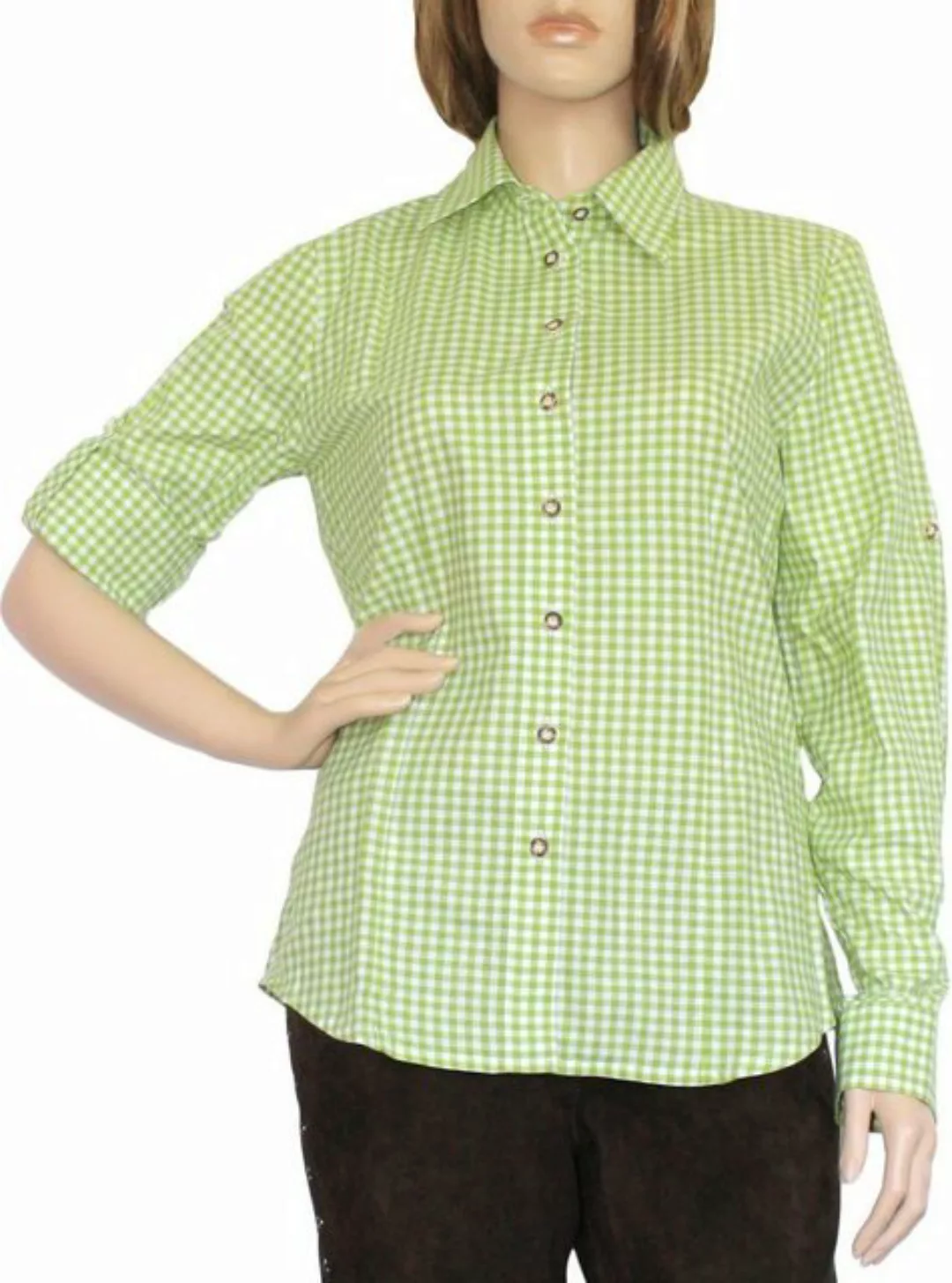 German Wear Trachtenbluse OB6-grün Trachtenbluse Trachtenlederhosen-bluse g günstig online kaufen
