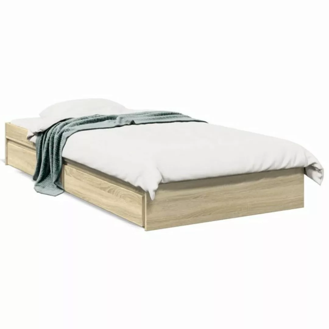 vidaXL Bett Bettgestell mit Schubladen Sonoma-Eiche 100x200cm Holzwerkstoff günstig online kaufen