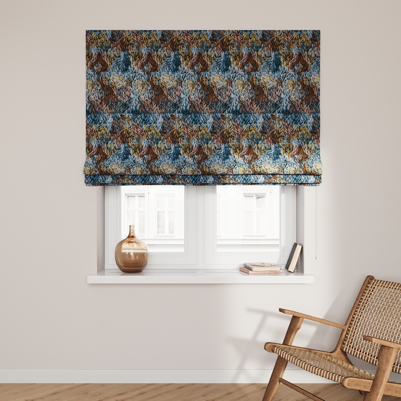 Dekoria Raffrollo Capri, blau- orange, 110 x 150 cm günstig online kaufen