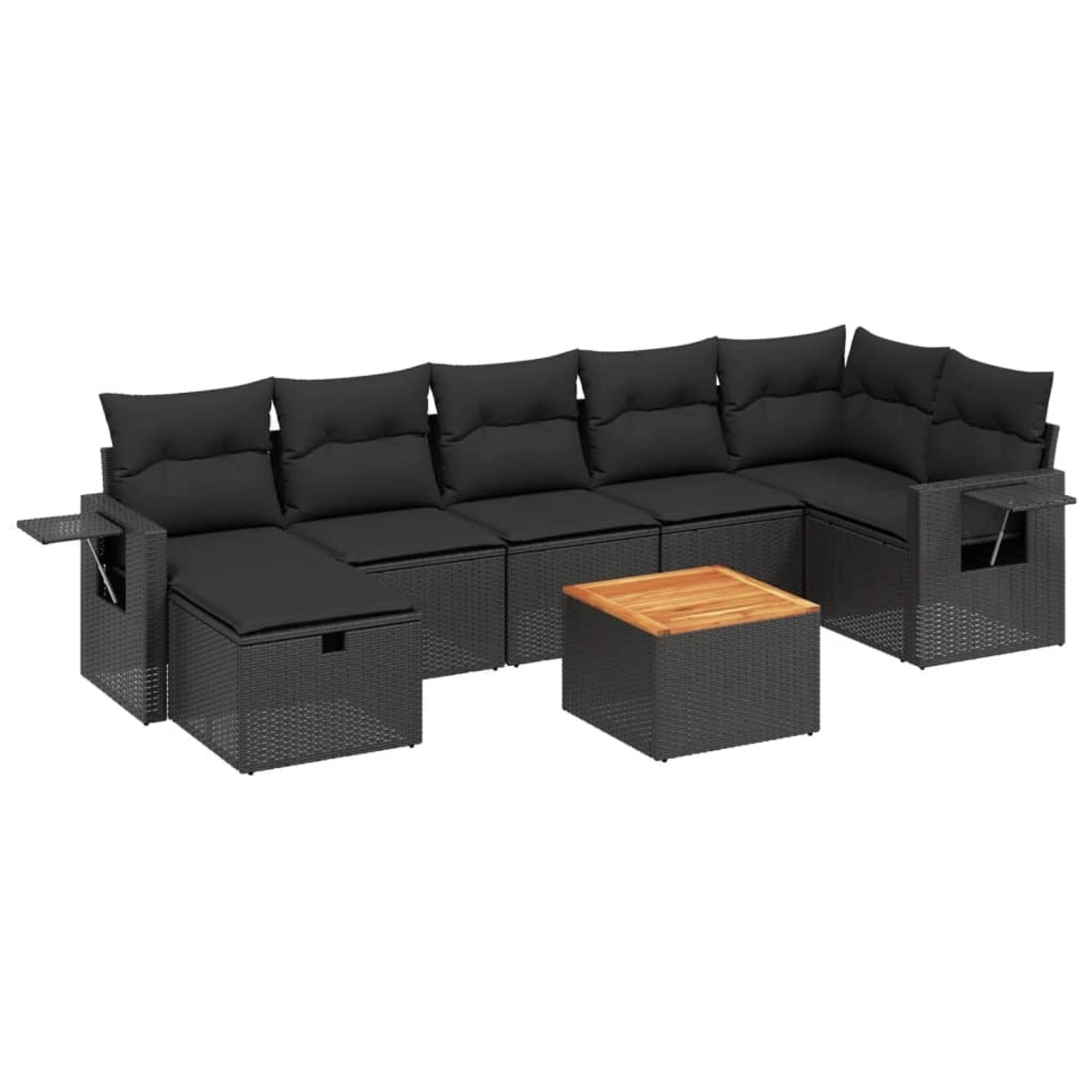 vidaXL 8-tlg Garten-Sofagarnitur mit Kissen Schwarz Poly Rattan Modell 112 günstig online kaufen