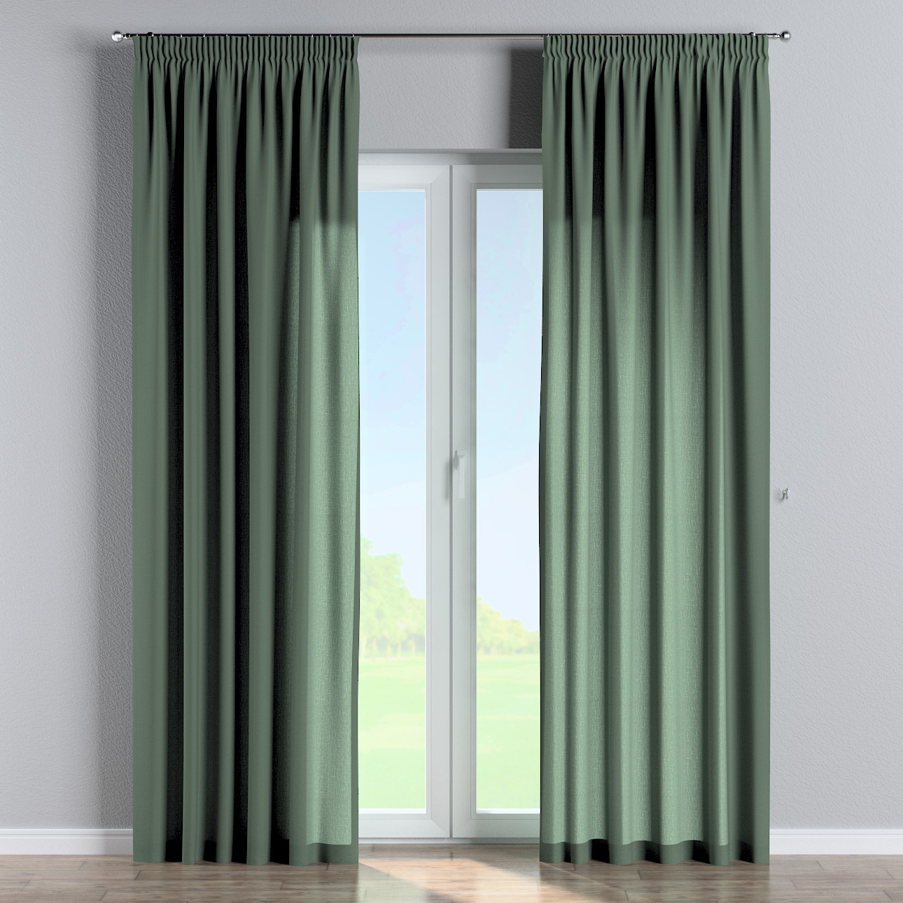 Vorhang mit Kräuselband, grün, Leinen (159-08) günstig online kaufen