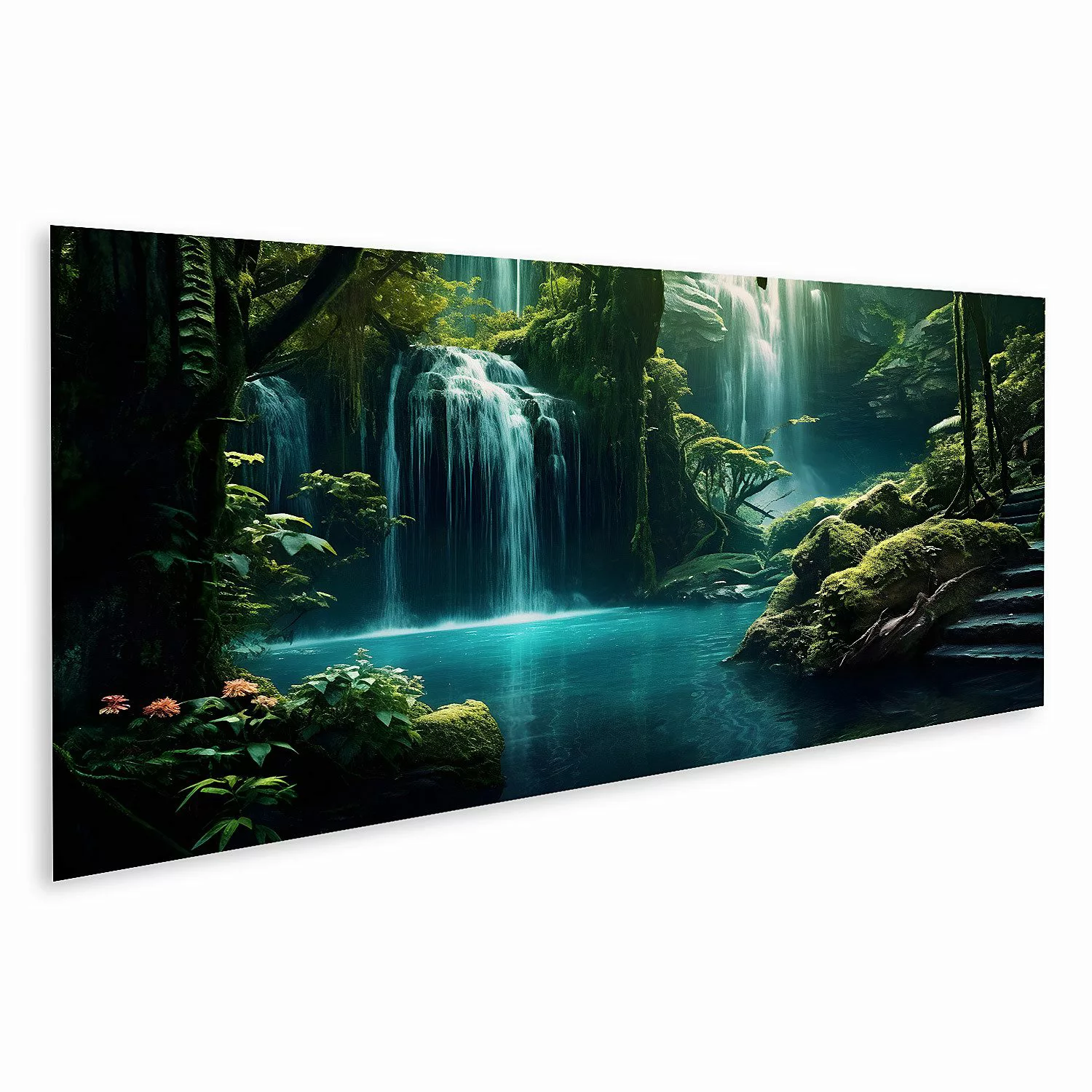 islandburner Leinwandbild Wasserfall im Dschungel Fantasielandschaft günstig online kaufen