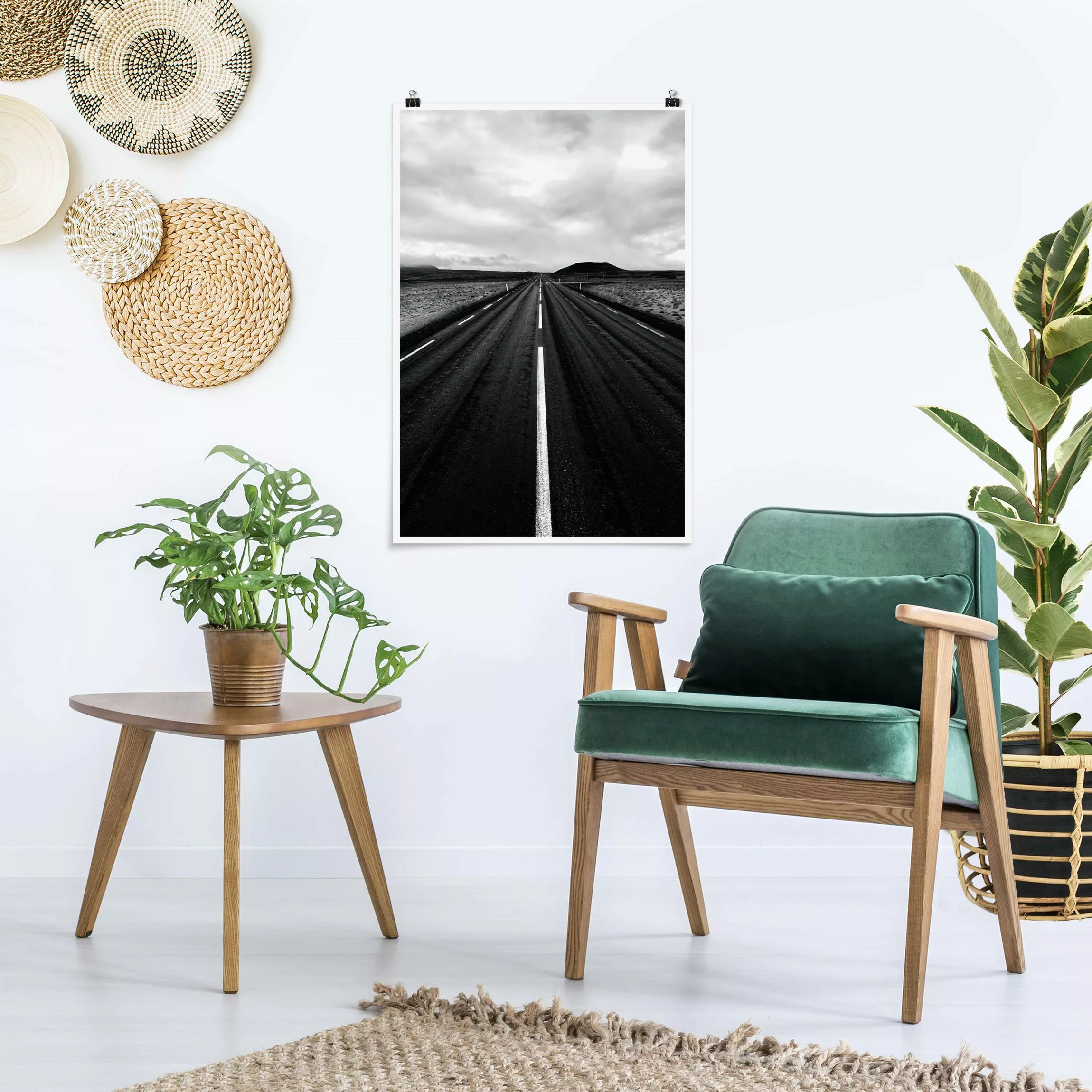 Poster Gerade Straße in Island günstig online kaufen