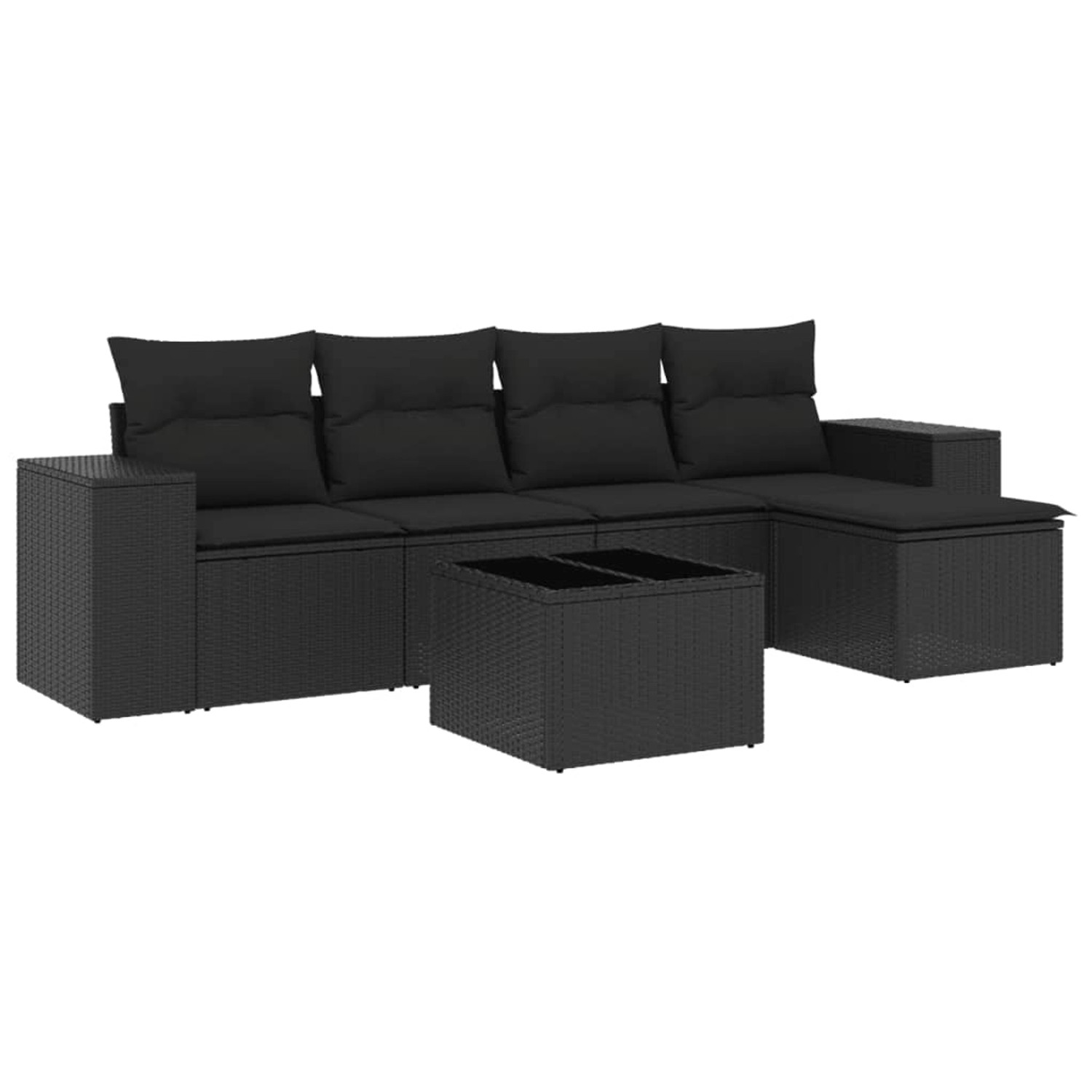 vidaXL 6-Tlg Garten-Sofagarnitur mit Kissen Schwarz Poly Rattan 3254832 günstig online kaufen