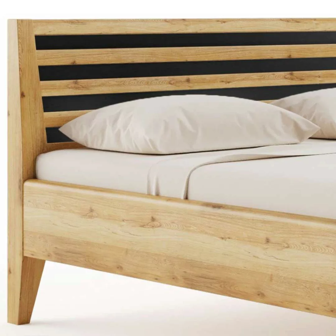 Wildeiche Doppelbett im Landhausstil 19 cm Bodenfreiheit günstig online kaufen